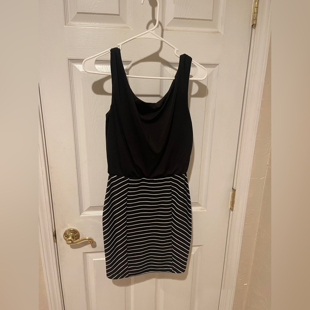 Studio Y Black and White Striped Midi Dress